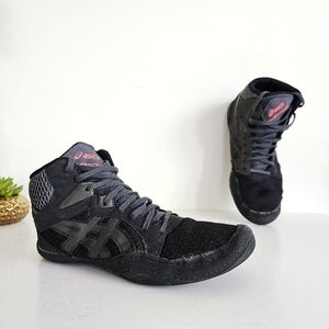 ASICS Snapdown Wrestling Shoes Black Gray Size 5 Youth Women 6.5 Combat Training